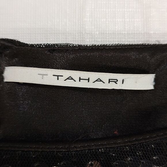T Tahari Black Organza Sequined Special Occasion Dress Size 10 - Picture 3 of 10